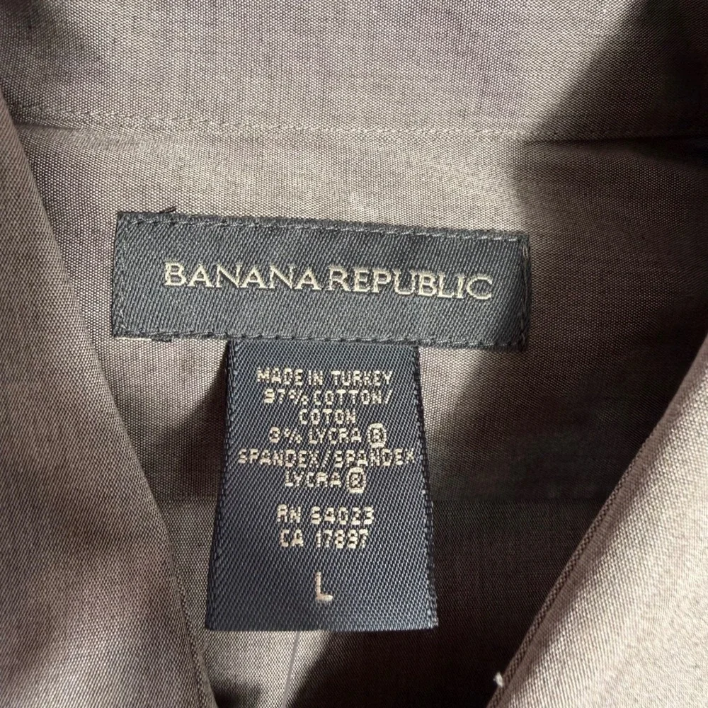 Banana Republic Dress Shirt Stretch Mens Large Brown Cotton Blend Earth Tone NWT